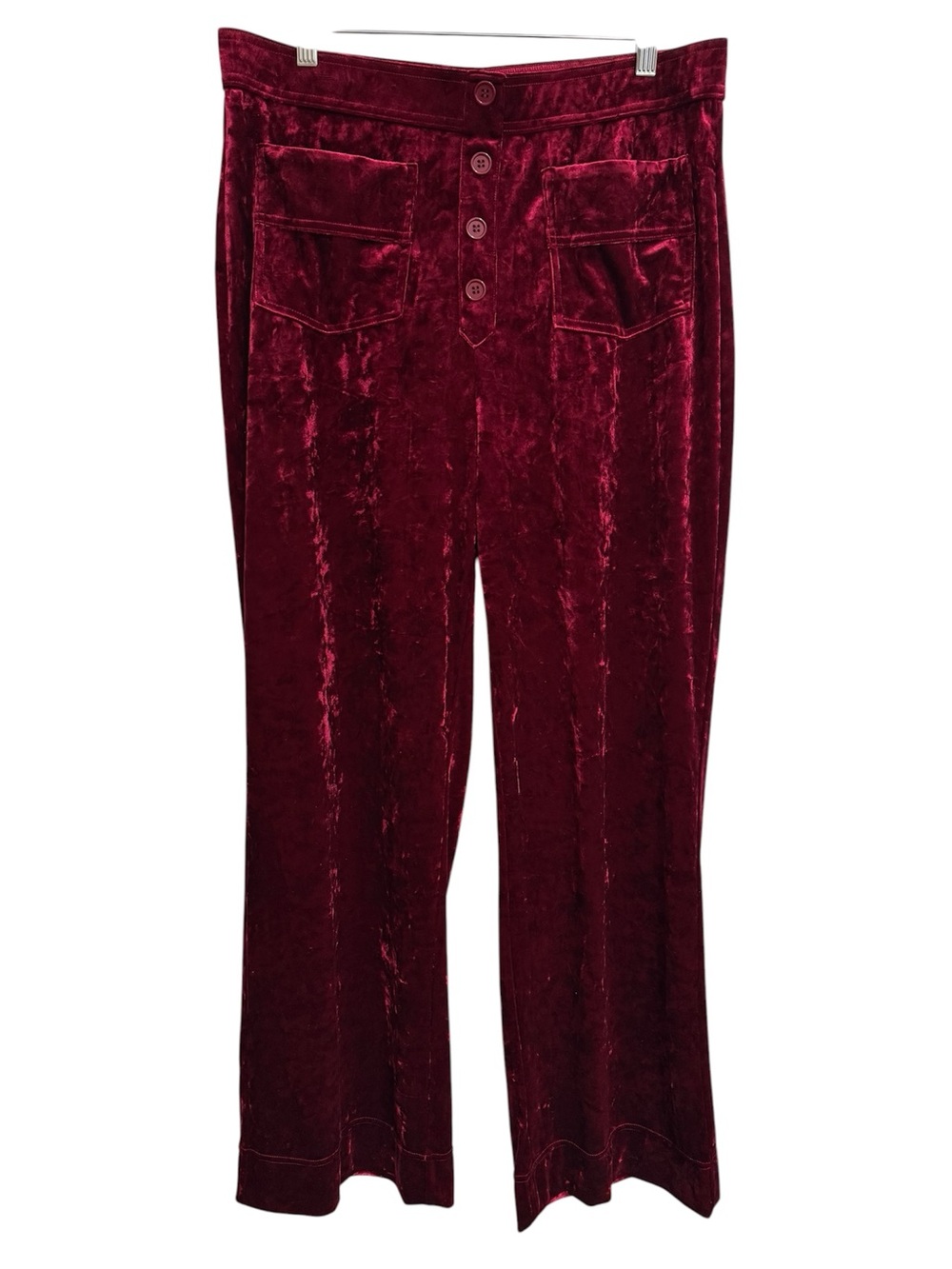 Halara High Waisted Velvet Straight Leg Pull On Pants Women’s XL NWT Red